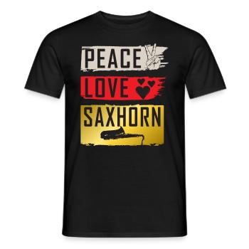 Peace Love Saxhorn Musical Instrument - Männer T-Shirt - Schwarz - Vorne - AI Model Male 178 light (178cm)