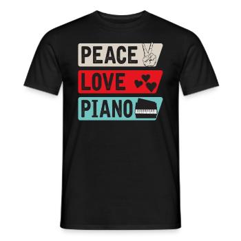 Peace Love Piano Musical Instrument - Männer T-Shirt - Schwarz - Vorne - AI Model Male 178 light (178cm)