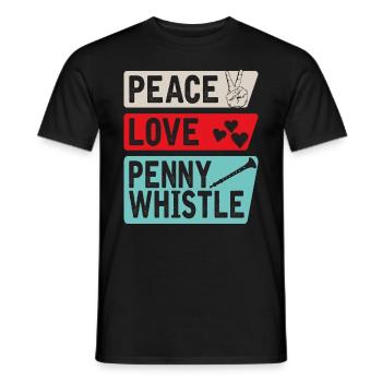 Peace Love Penny Instrument de sifflet - T-shirt homme - noir - Devant - AI Model Male 178 light (178cm)