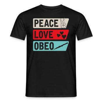 Peace Love Obeo Musical Instrument - Männer T-Shirt - Schwarz - Vorne - AI Model Male 178 light (178cm)