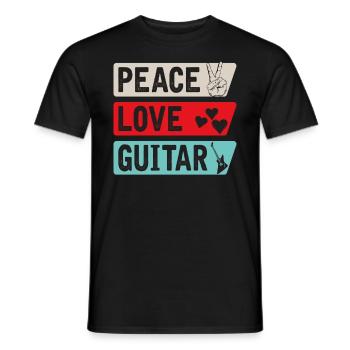 Peace Love Guitar Musical Instrument - Männer T-Shirt - Schwarz - Vorne - AI Model Male 178 light (178cm)