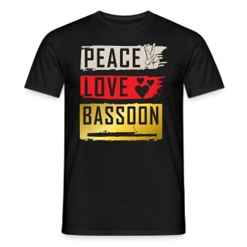 Peace Love Bassoon Musical Instrument - Männer T-Shirt - Schwarz - Vorne - AI Model Male 178 light (178cm)