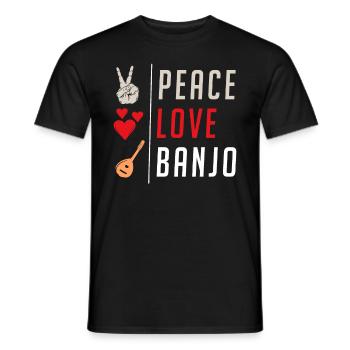 Peace Love Banjo Musical Instrument - Men's T-Shirt - black - Front - AI Model Male 178 light (178cm)