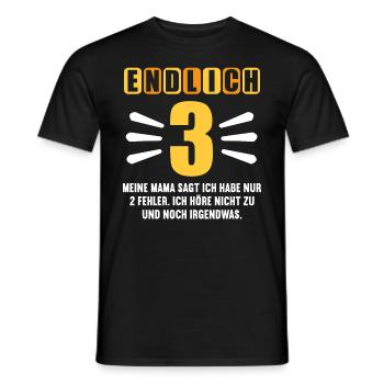 Endlich 3 Mama sagt hab nur 2 Fehler 3. Geburtstag - Männer T-Shirt - Schwarz - Vorne - AI Model Male 178 light (178cm)