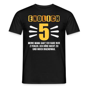 Endlich 5 Mama sagt hab nur 2 Fehler 5. Geburtstag - Männer T-Shirt - Schwarz - Vorne - AI Model Male 178 light (178cm)