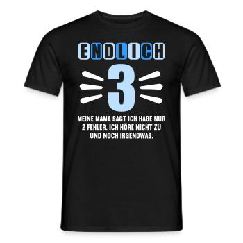 Endlich 3 Mama sagt hab nur 2 Fehler 3. Geburtstag - Männer T-Shirt - Schwarz - Vorne - AI Model Male 178 light (178cm)