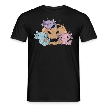 Cute 3 Axolotl Playing Halloween Pumpkin - Männer T-Shirt - Schwarz - Vorne - AI Model Male 178 light (178cm)