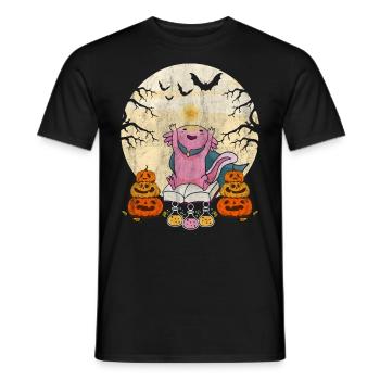 Cute Halloween Axolotl Scary Pumpkins - Men's T-Shirt - black - Front - AI Model Male 178 light (178cm)