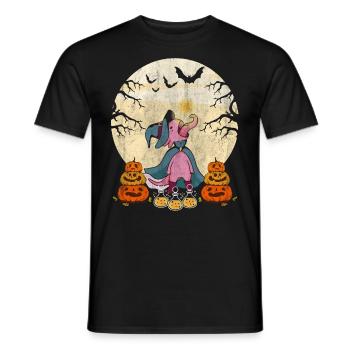 Cute Halloween Axolotl Scary Pumpkins - Men's T-Shirt - black - Front - AI Model Male 178 light (178cm)