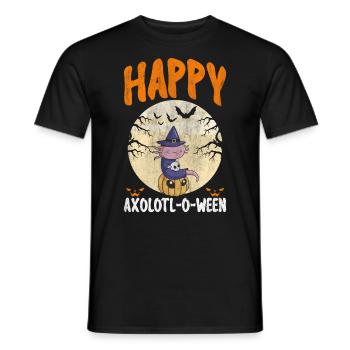 Halloween Axolotl Scary Pumpkins & Skull - Men's T-Shirt - black - Front - AI Model Male 178 light (178cm)