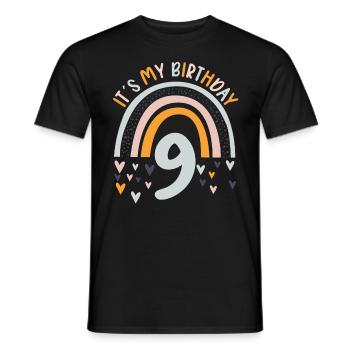 9 years old Rainbow Rainbow 9th birthday - Men's T-Shirt - black - Front - AI Model Male 178 light (178cm)