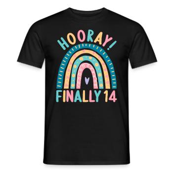 14 Jahre alt Rainbow Regenbogen 14. Geburtstag - Männer T-Shirt - Schwarz - Vorne - AI Model Male 178 light (178cm)