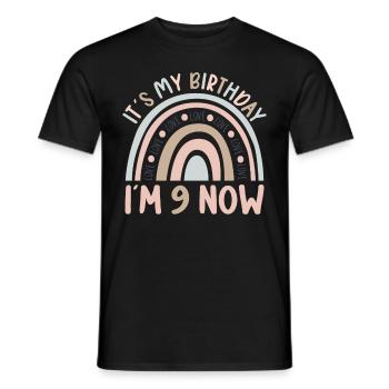 9 years old Rainbow Rainbow 9th birthday - Men's T-Shirt - black - Front - AI Model Male 178 light (178cm)
