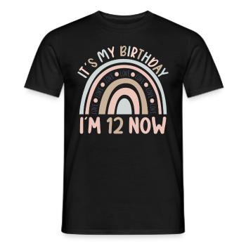 12 years old Rainbow Rainbow 12th birthday - Men's T-Shirt - black - Front - AI Model Male 178 light (178cm)