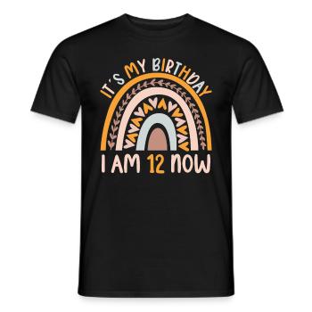 12 years old Rainbow Rainbow 12th birthday - Men's T-Shirt - black - Front - AI Model Male 178 light (178cm)