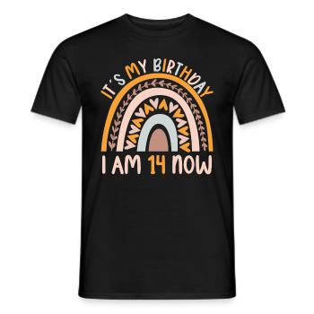 14 years old Rainbow Rainbow 14th birthday - Men's T-Shirt - black - Front - AI Model Male 178 light (178cm)