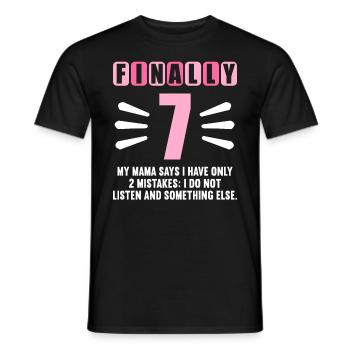 Enfin 7 maman dit n’avoir que 2 erreurs 7ème anniversaire - T-shirt homme - noir - Devant - AI Model Male 178 light (178cm)