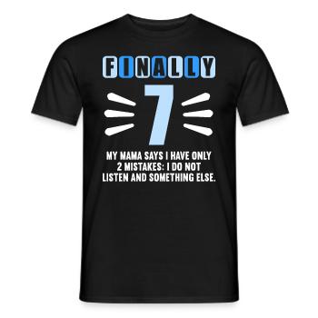 Enfin 7 maman dit n’avoir que 2 erreurs 7ème anniversaire - T-shirt homme - noir - Devant - AI Model Male 178 light (178cm)