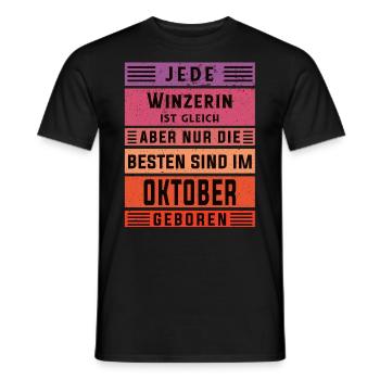 Weinbauer Geburtstag Oktober geboren Winzerin - Männer T-Shirt - Schwarz - Vorne - AI Model Male 178 light (178cm)