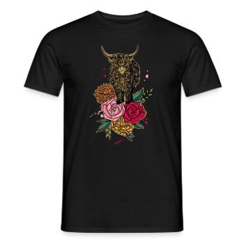 Scottish Highland Cow Cattle Cow Whisperer Farming - Men's T-Shirt - black - Front - AI Model Male 178 light (178cm)