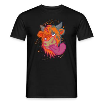 Scottish Highland Cow Cattle Cow Whisperer Farming - Männer T-Shirt - Schwarz - Vorne - AI Model Male 178 light (178cm)