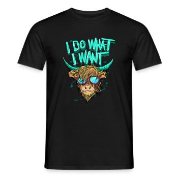 Je fais ce que je veux Scottish Highland Cow Cattle - T-shirt homme - noir - Devant - AI Model Male 178 light (178cm)