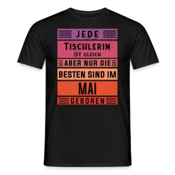 Schreiner Geburtstag Mai geboren Handwerker - Männer T-Shirt - Schwarz - Vorne - AI Model Male 178 light (178cm)