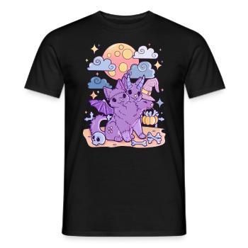 Kawaii Creepy Katze Horror Halloween Pastel Goth - Männer T-Shirt - Schwarz - Vorne - AI Model Male 178 light (178cm)