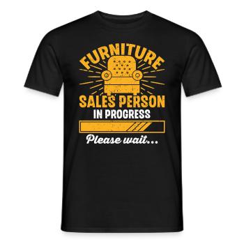 Furniture Sales Person In Progress Please Wait - Men's T-Shirt - black - Front - AI Model Male 178 light (178cm)