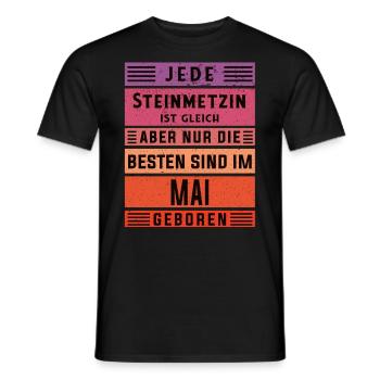 Handwerker Geburtstag Mai geboren Steinmetzin - Männer T-Shirt - Schwarz - Vorne - AI Model Male 178 light (178cm)