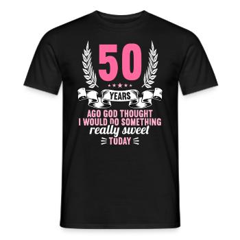 50 years ago God thought good 50 birthday - Men's T-Shirt - black - Front - AI Model Male 178 light (178cm)