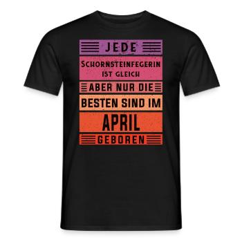 Kehrer Geburtstag April geboren Schornsteinfegerin - Männer T-Shirt - Schwarz - Vorne - AI Model Male 178 light (178cm)