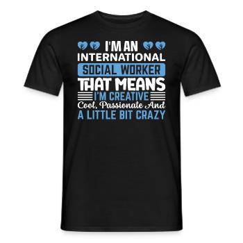 International Social Worker Occupation Profession - Men's T-Shirt - black - Front - AI Model Male 178 light (178cm)