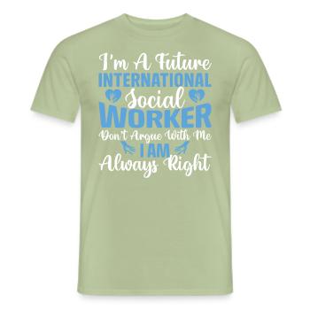 International Social Worker Occupation Profession - Men's T-Shirt - sage - Front - AI Model Male 178 light (178cm)