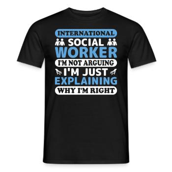 Travailleur social international Je ne discute pas Je suis - T-shirt homme - noir - Devant - AI Model Male 178 light (178cm)