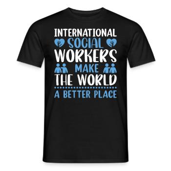 International Social Workers Make The World A - Men's T-Shirt - black - Front - AI Model Male 178 light (178cm)