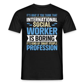 International Social Worker Occupation Profession - Men's T-Shirt - black - Front - AI Model Male 178 light (178cm)