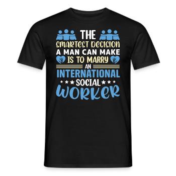International Social Worker Occupation Profession - Men's T-Shirt - black - Front - AI Model Male 178 light (178cm)