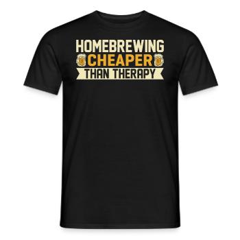 Homebrewing Cheaper Than Therapy Beer Brewing - Men's T-Shirt - black - Front - AI Model Male 178 light (178cm)