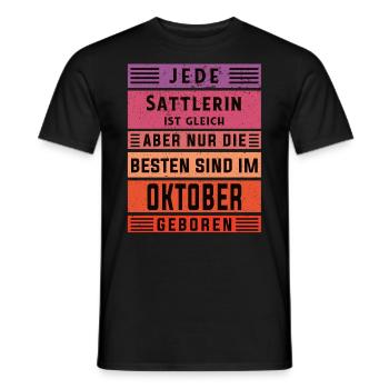 Polsterer Geburtstag Oktober geboren Sattlerin - Männer T-Shirt - Schwarz - Vorne - AI Model Male 178 light (178cm)