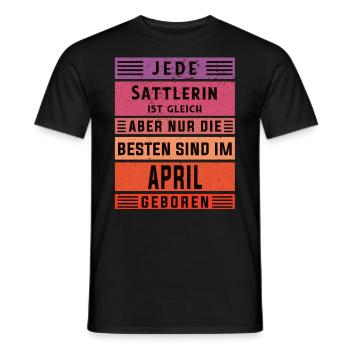 Polsterer Geburtstag April geboren Sattlerin - Männer T-Shirt - Schwarz - Vorne - AI Model Male 178 light (178cm)