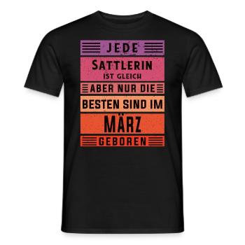 Polsterer Geburtstag März geboren Sattlerin - Männer T-Shirt - Schwarz - Vorne - AI Model Male 178 light (178cm)