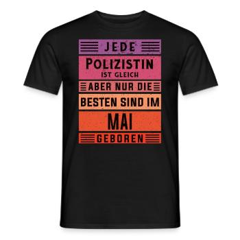 Kommissarin Geburtstag Mai geboren Polizistin - Männer T-Shirt - Schwarz - Vorne - AI Model Male 178 light (178cm)
