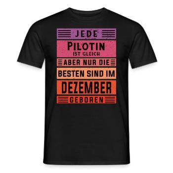 Flugzeug Geburtstag Dezember geboren Pilotin - Männer T-Shirt - Schwarz - Vorne - AI Model Male 178 light (178cm)