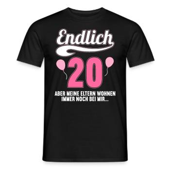 Endlich 20 aber Eltern leben bei mir 20 Geburtstag - Männer T-Shirt - Schwarz - Vorne - AI Model Male 178 light (178cm)