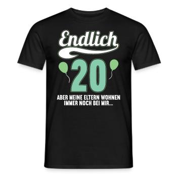 Endlich 20 aber Eltern leben bei mir 20 Geburtstag - Männer T-Shirt - Schwarz - Vorne - AI Model Male 178 light (178cm)