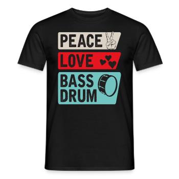 Peace Love Bass Drum Music Instrument - Men's T-Shirt - black - Front - AI Model Male 178 light (178cm)