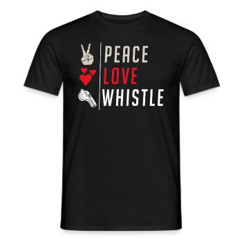 Peace Love Whistle Instrument Blower - Men's T-Shirt - black - Front - AI Model Male 178 light (178cm)