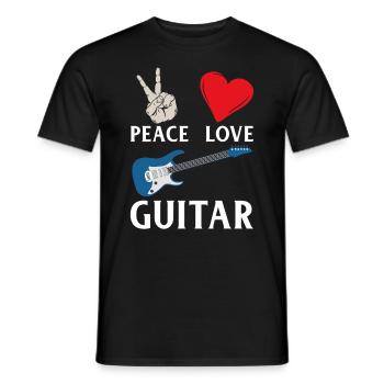 Peace Love Guitar Guitarist Guitar Lover - Men's T-Shirt - black - Front - AI Model Male 178 light (178cm)