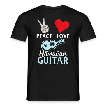 Peace Love Hawaiian Guitar Ukulele - Männer T-Shirt - Schwarz - Vorne - AI Model Male 178 light (178cm)